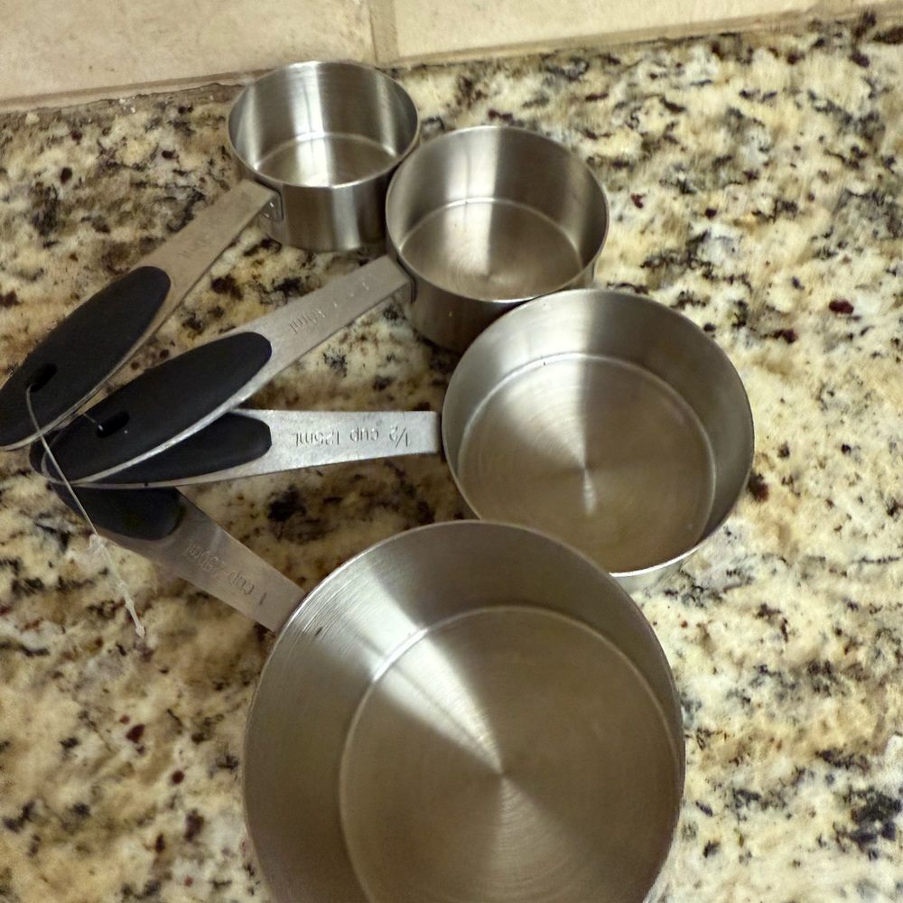 Stainless Steel Nesting Measuring Cups with Black Handles - Picture 2 of 3